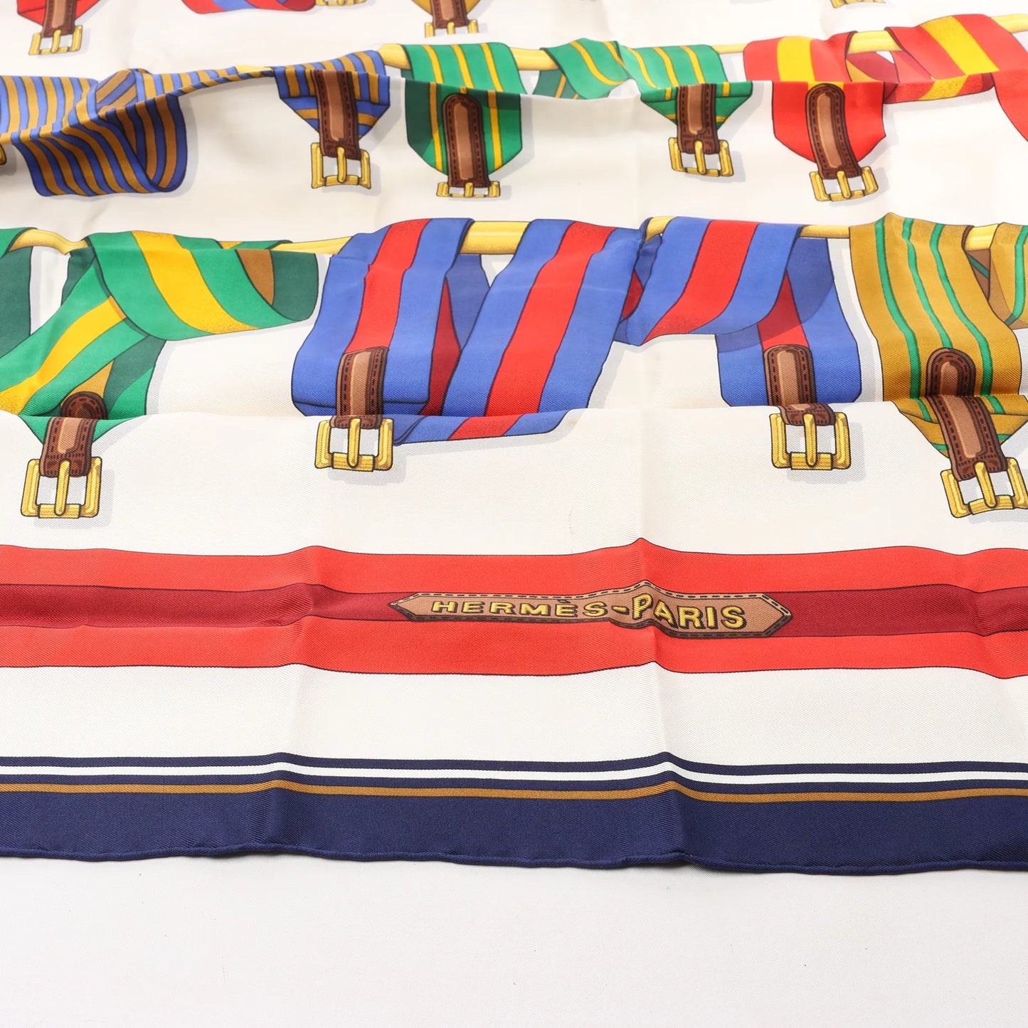 Hermès Carré 90 "Les Sangles" Silk handkerchief in Multicolor