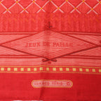 Hermès Carré 90 "JEUX DE PAILLE" Cashmere x Silk handkerchief in Red