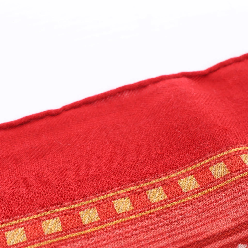 Hermès Carré 90 "JEUX DE PAILLE" Cashmere x Silk handkerchief in Red