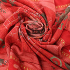 Hermès Carré 90 "JEUX DE PAILLE" Cashmere x Silk handkerchief in Red