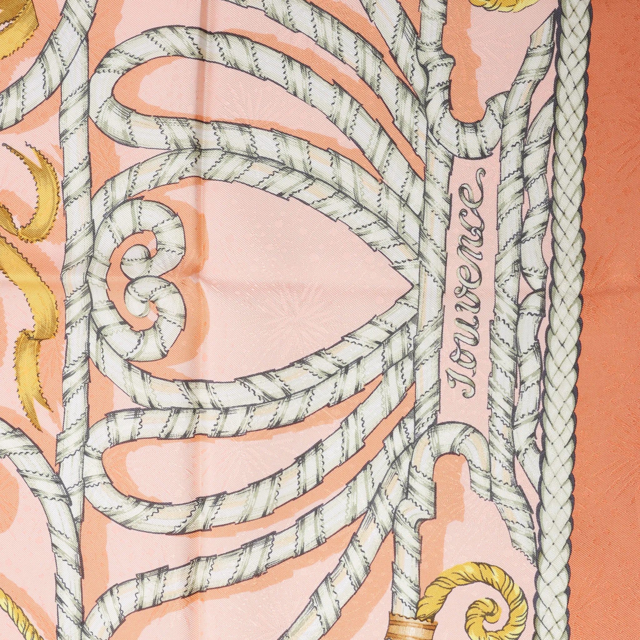 Hermès Carré 90 "JOUVENCE" Silk handkerchief in Orange
