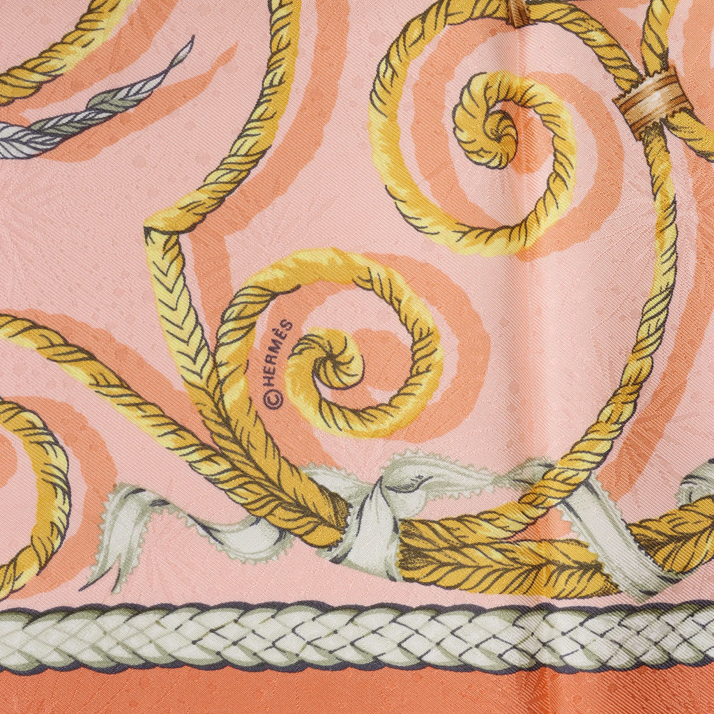 Hermès Carré 90 "JOUVENCE" Silk handkerchief in Orange