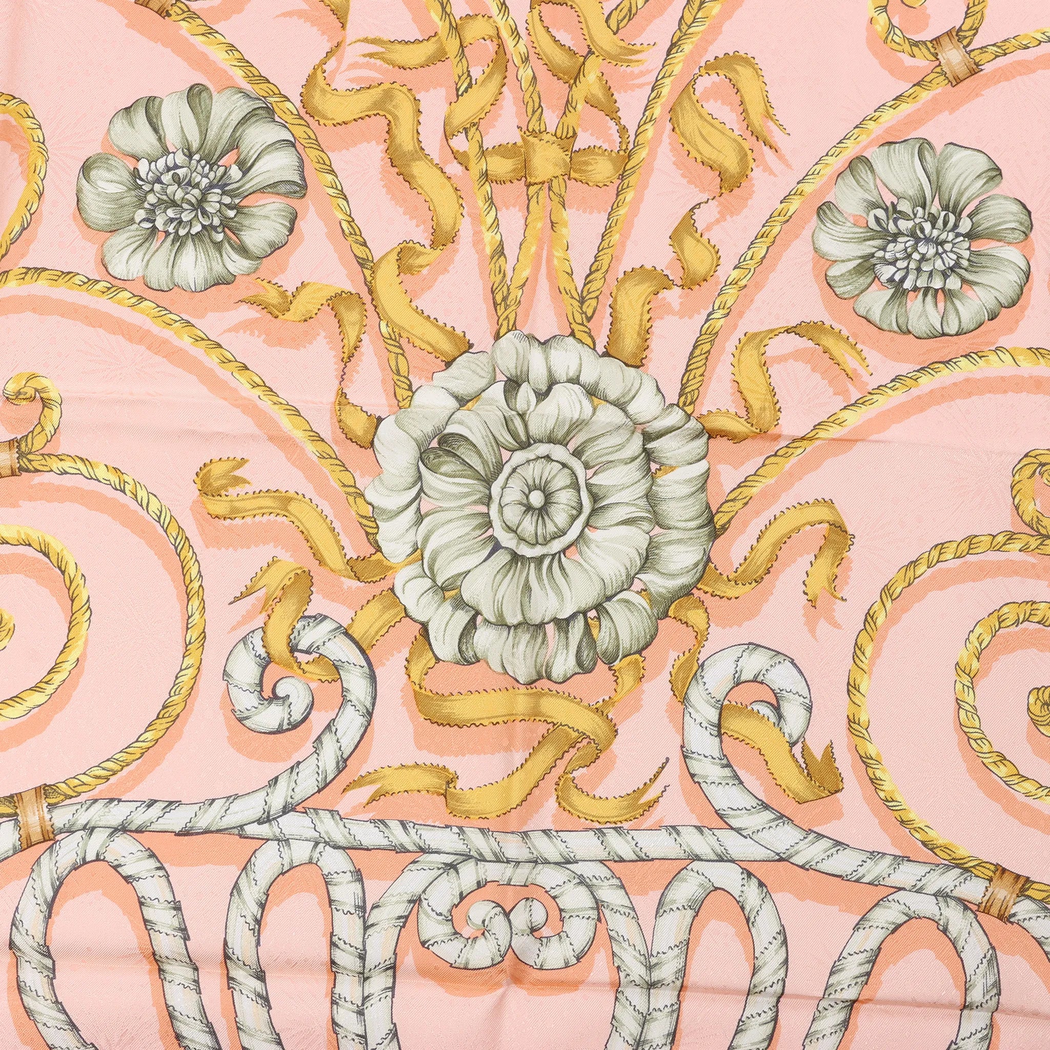 Hermès Carré 90 "JOUVENCE" Silk handkerchief in Orange
