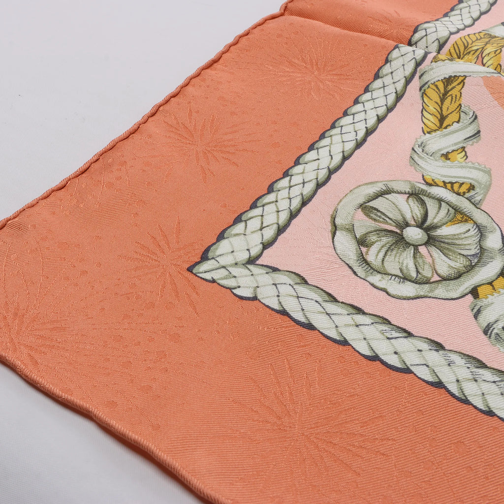 Hermès Carré 90 "JOUVENCE" Silk handkerchief in Orange
