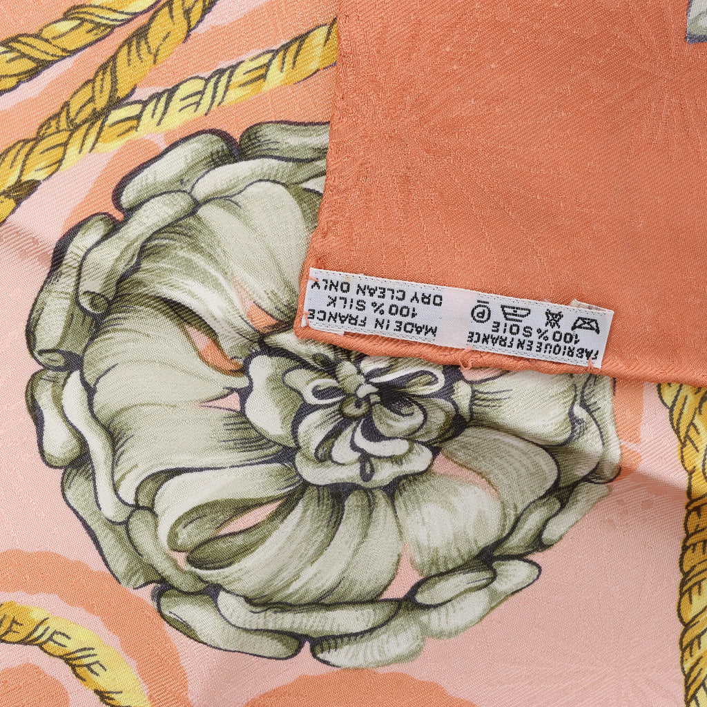 Hermès Carré 90 "JOUVENCE" Silk handkerchief in Orange