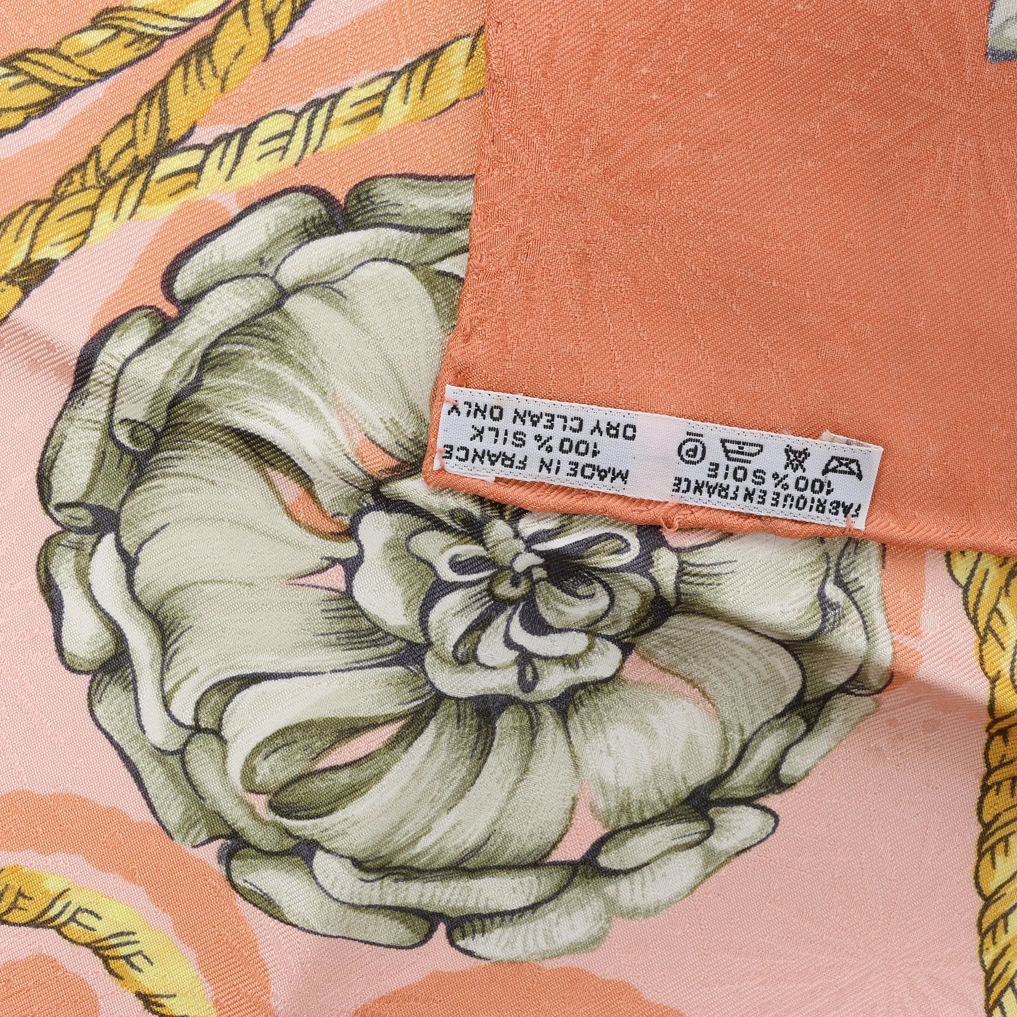 Hermès Carré 90 "JOUVENCE" Silk handkerchief in Orange