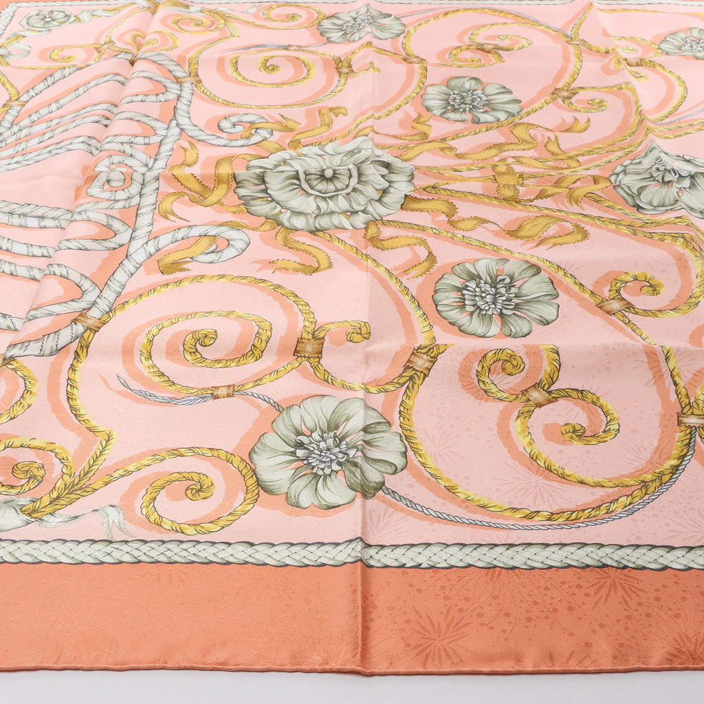Hermès Carré 90 "JOUVENCE" Silk handkerchief in Orange