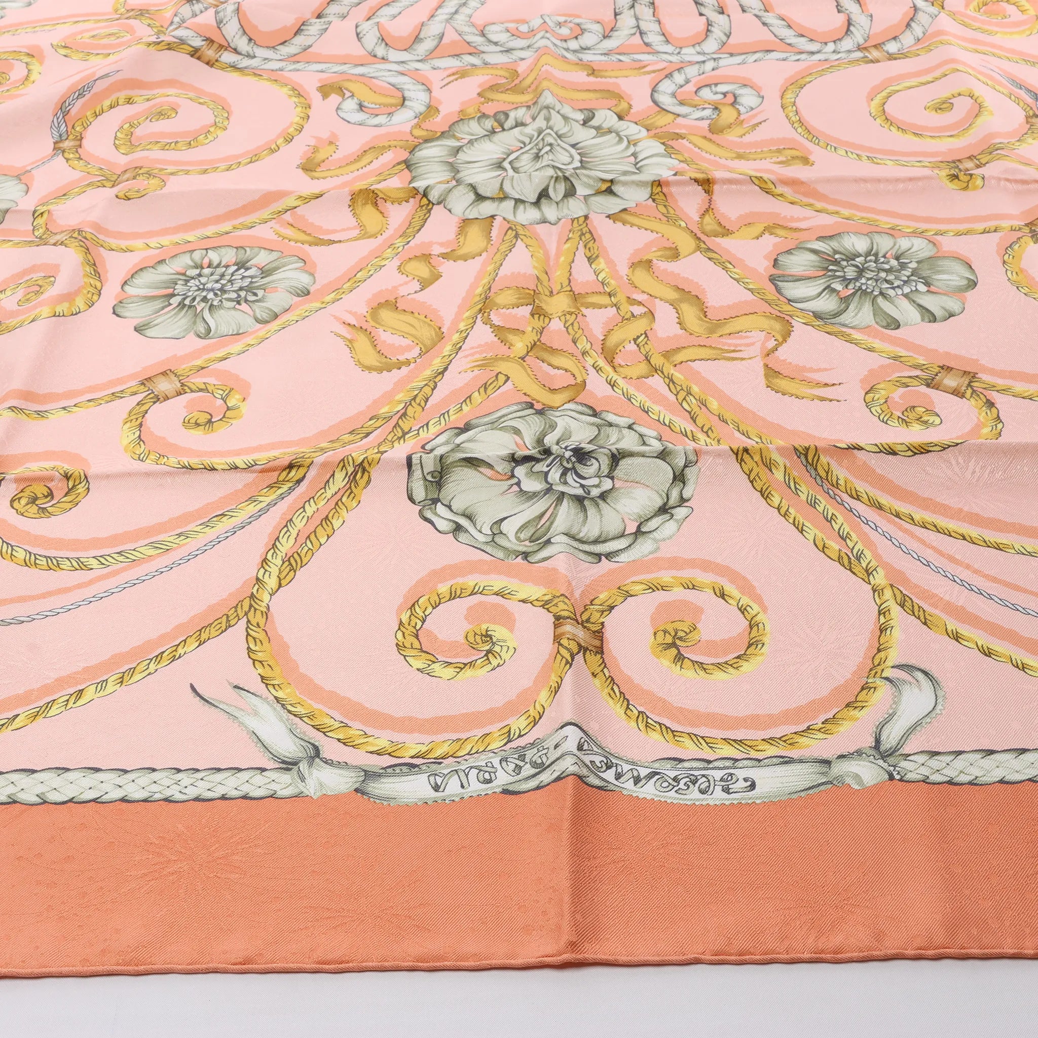 Hermès Carré 90 "JOUVENCE" Silk handkerchief in Orange