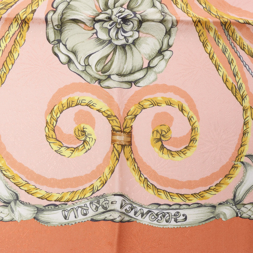 Hermès Carré 90 "JOUVENCE" Silk handkerchief in Orange