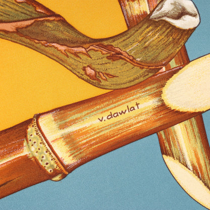 Hermès Carré 90 "Jardin Creole" Silk handkerchief in Blue