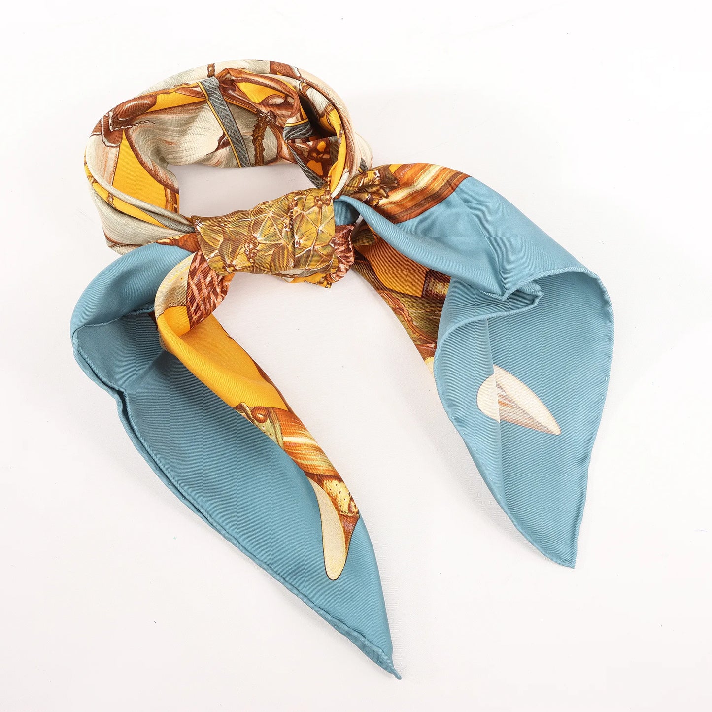 Hermès Carré 90 "Jardin Creole" Silk handkerchief in Blue