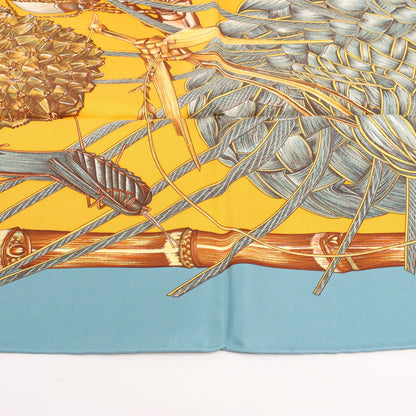 Hermès Carré 90 "Jardin Creole" Silk handkerchief in Blue