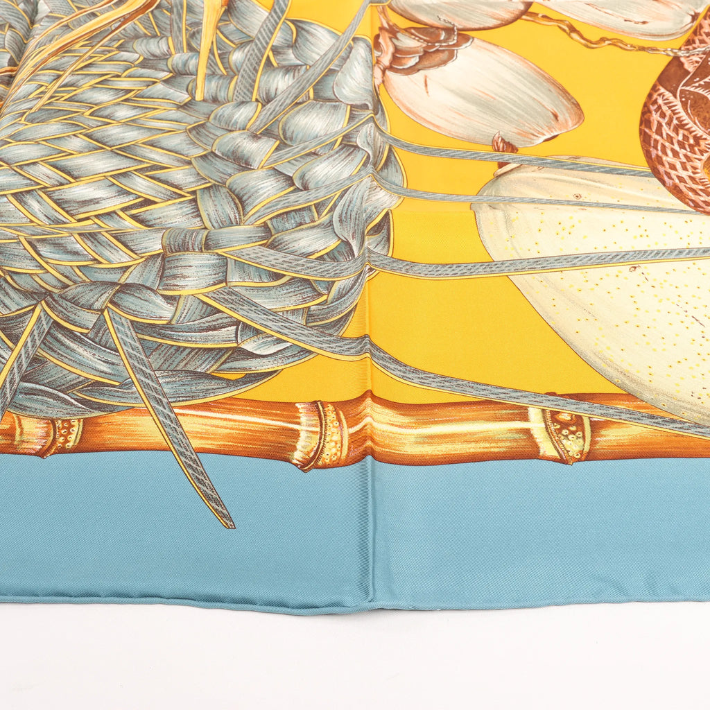 Hermès Carré 90 "Jardin Creole" Silk handkerchief in Blue