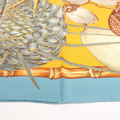 Hermès Carré 90 "Jardin Creole" Silk handkerchief in Blue