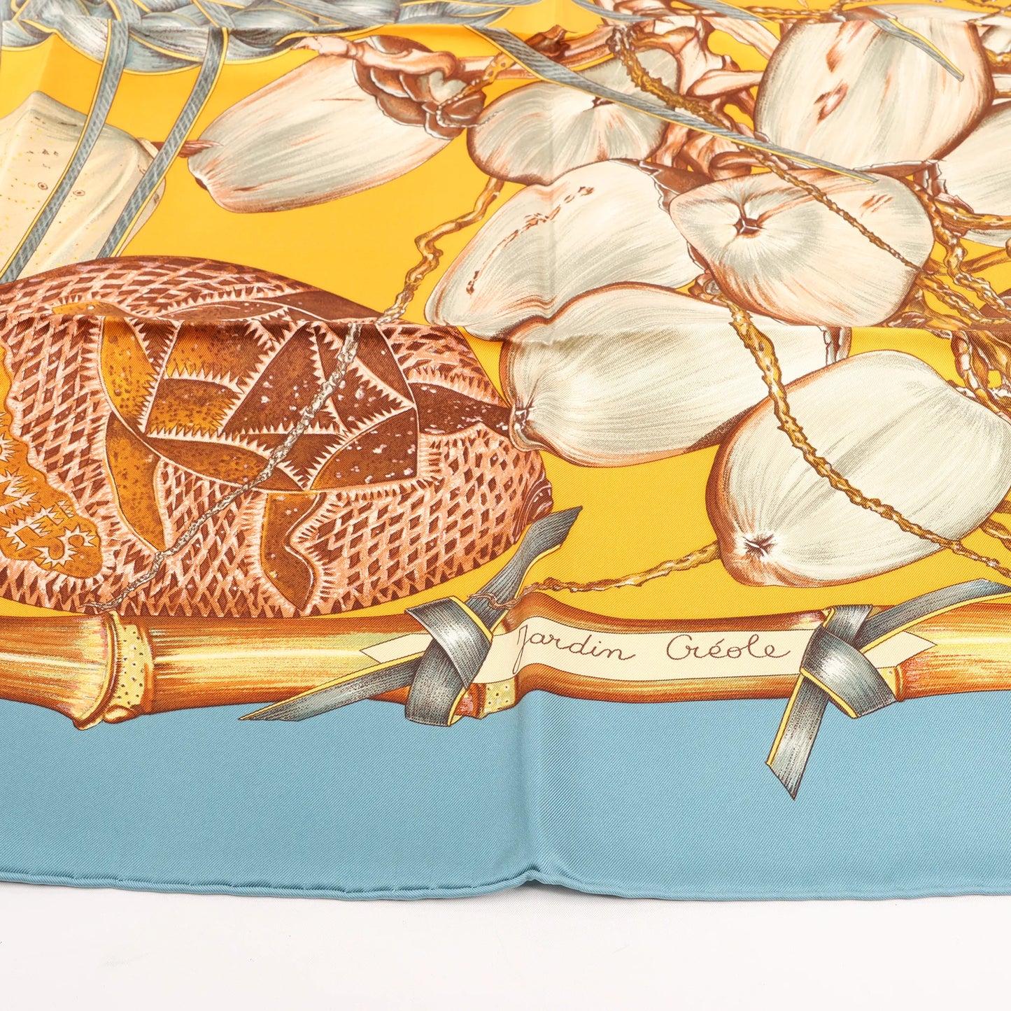 Hermès Carré 90 "Jardin Creole" Silk handkerchief in Blue