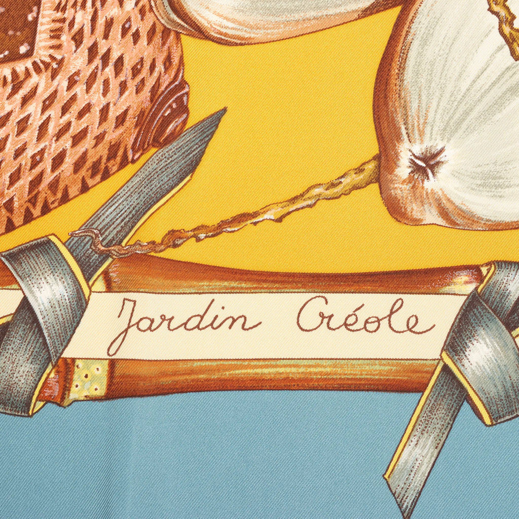 Hermès Carré 90 "Jardin Creole" Silk handkerchief in Blue