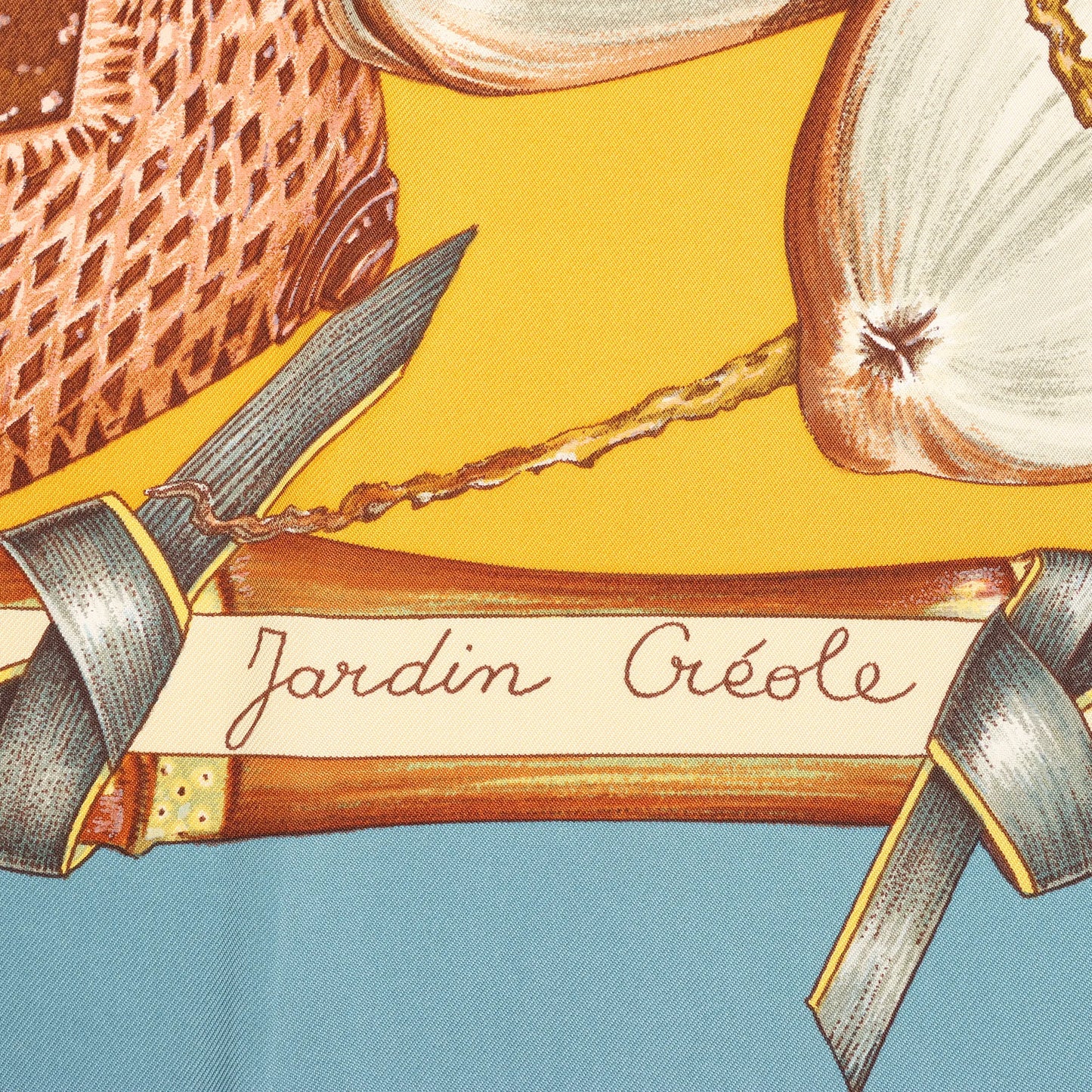 Hermès Carré 90 "Jardin Creole" Silk handkerchief in Blue