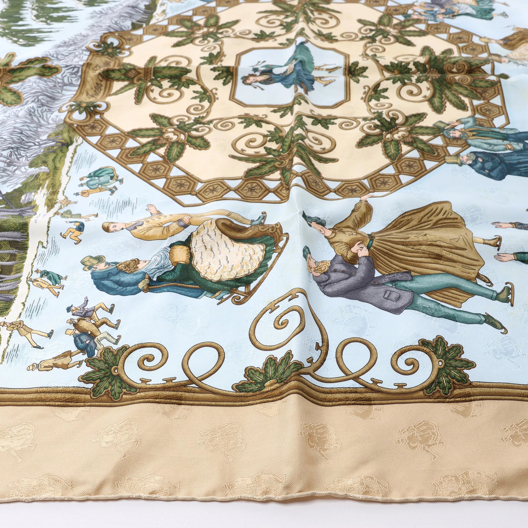 Hermès Carré 90 "Joies d’Hiver" Silk handkerchief in Beige
