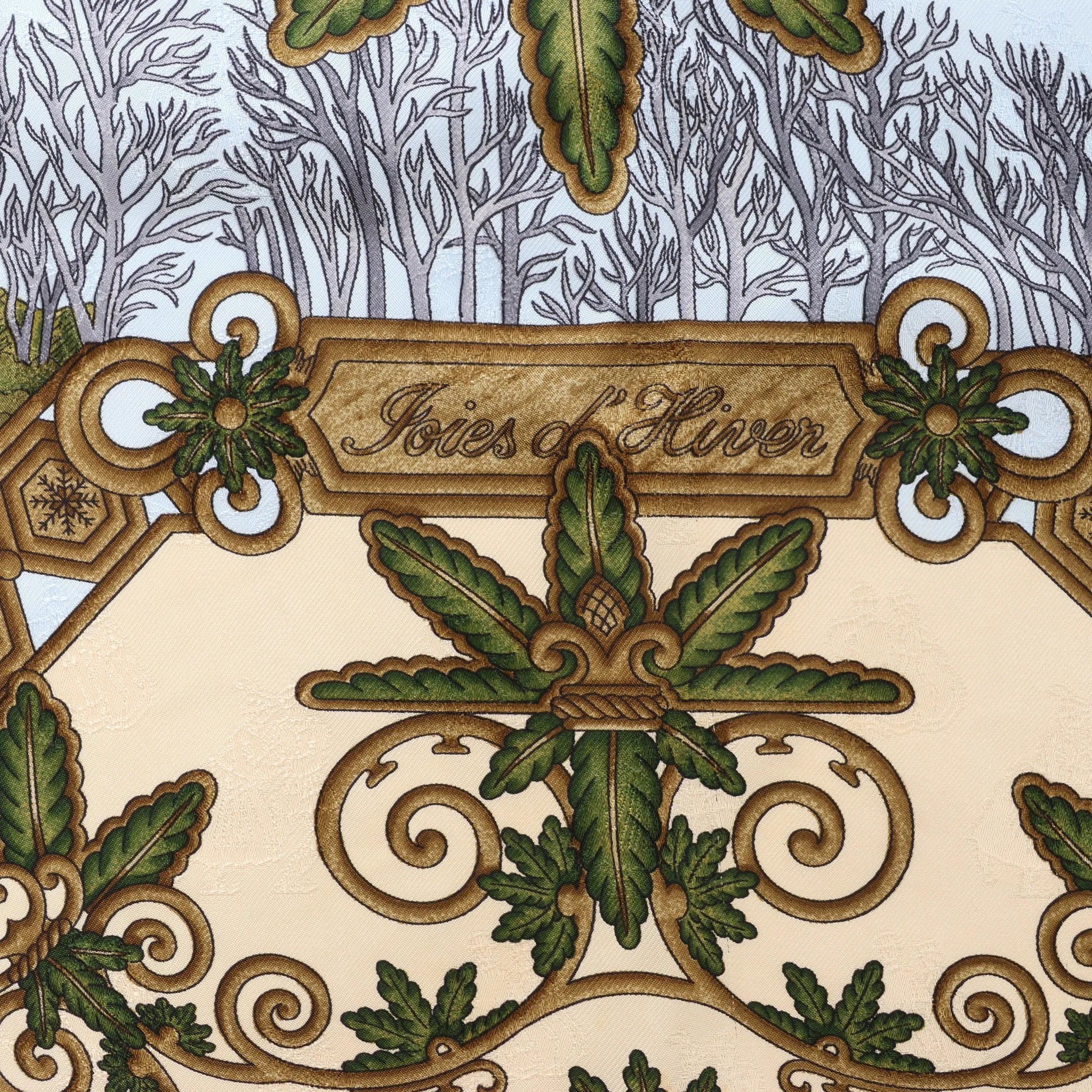 Hermès Carré 90 "Joies d’Hiver" Silk handkerchief in Beige