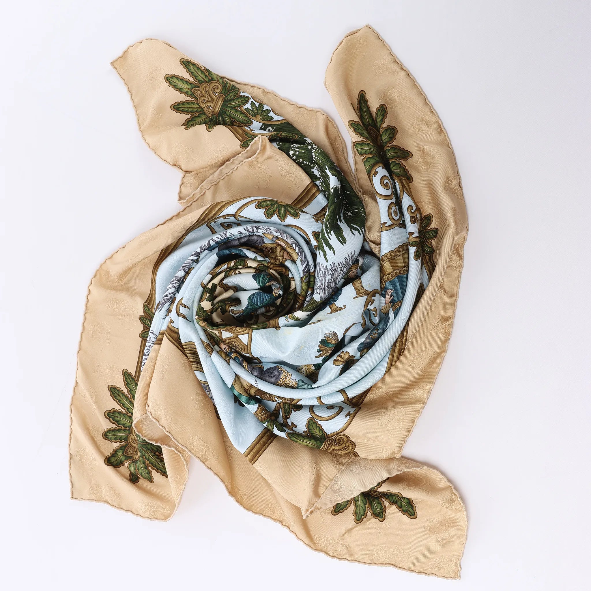 Hermès Carré 90 "Joies d’Hiver" Silk handkerchief in Beige