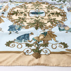 Hermès Carré 90 "Joies d’Hiver" Silk handkerchief in Beige