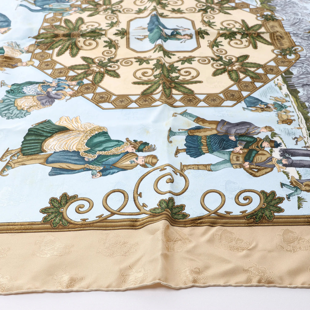 Hermès Carré 90 "Joies d’Hiver" Silk handkerchief in Beige