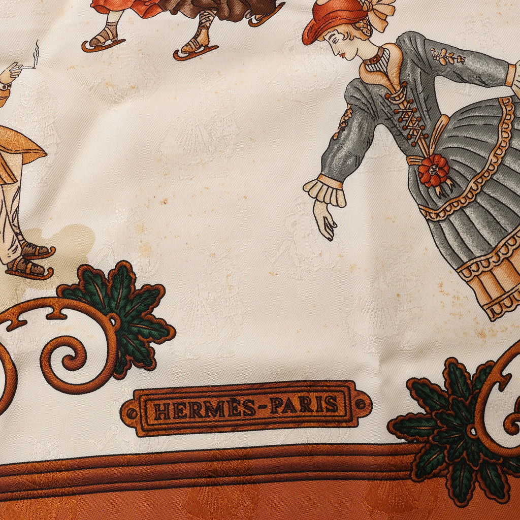 Hermès Carré 90 "Joies d’Hiver" Silk handkerchief in Brown