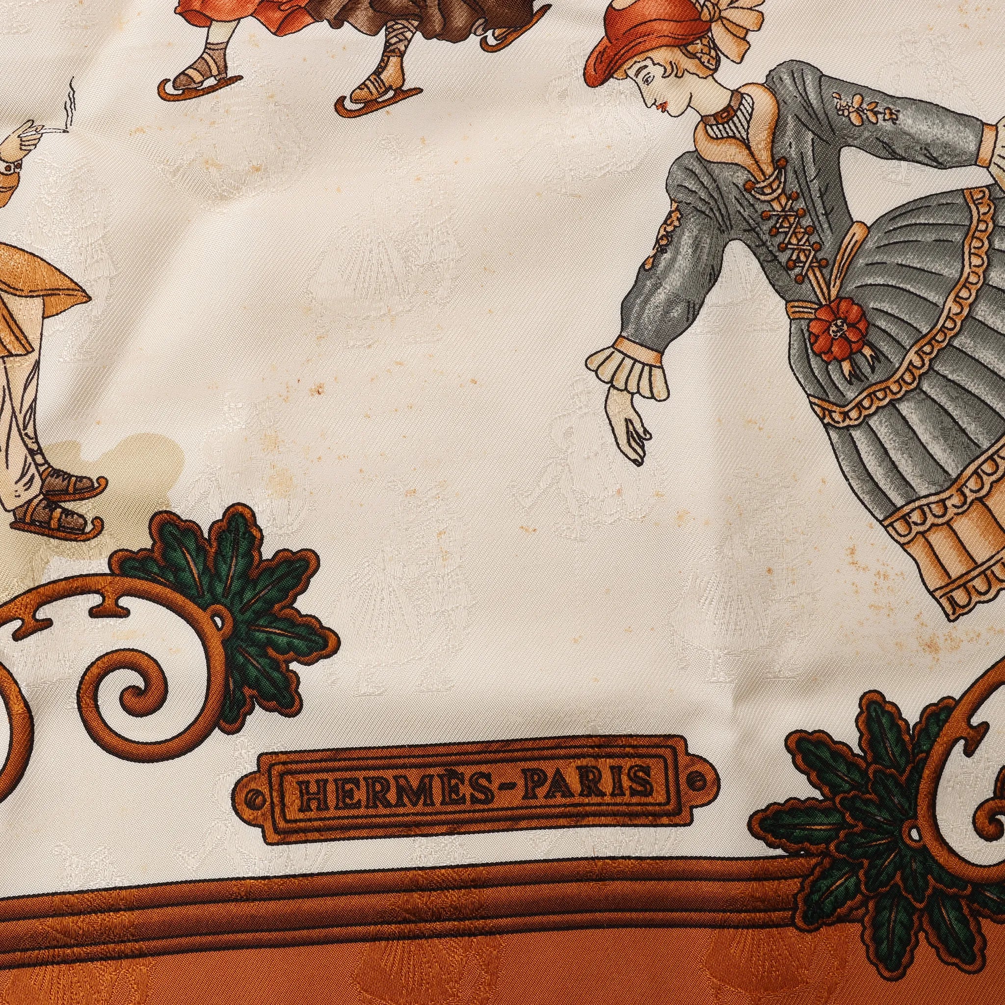 Hermès Carré 90 "Joies d’Hiver" Silk handkerchief in Brown
