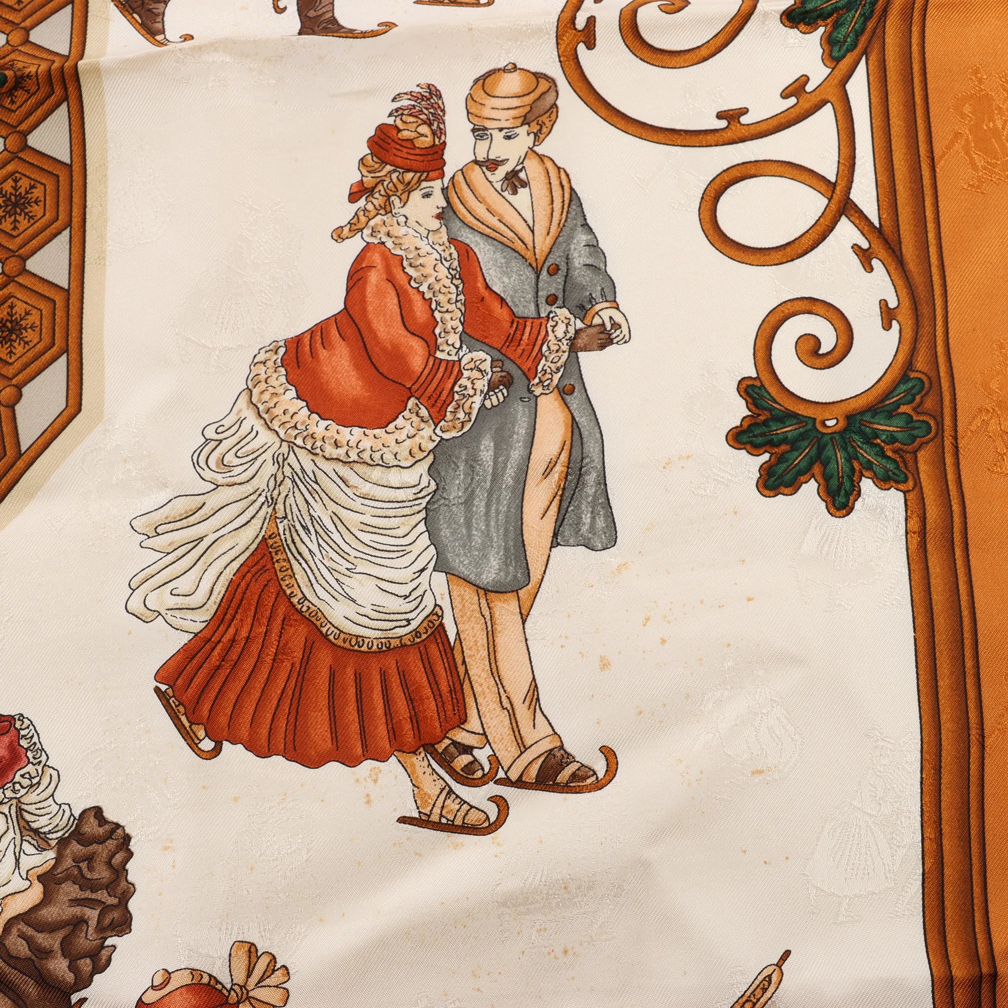 Hermès Carré 90 "Joies d’Hiver" Silk handkerchief in Brown