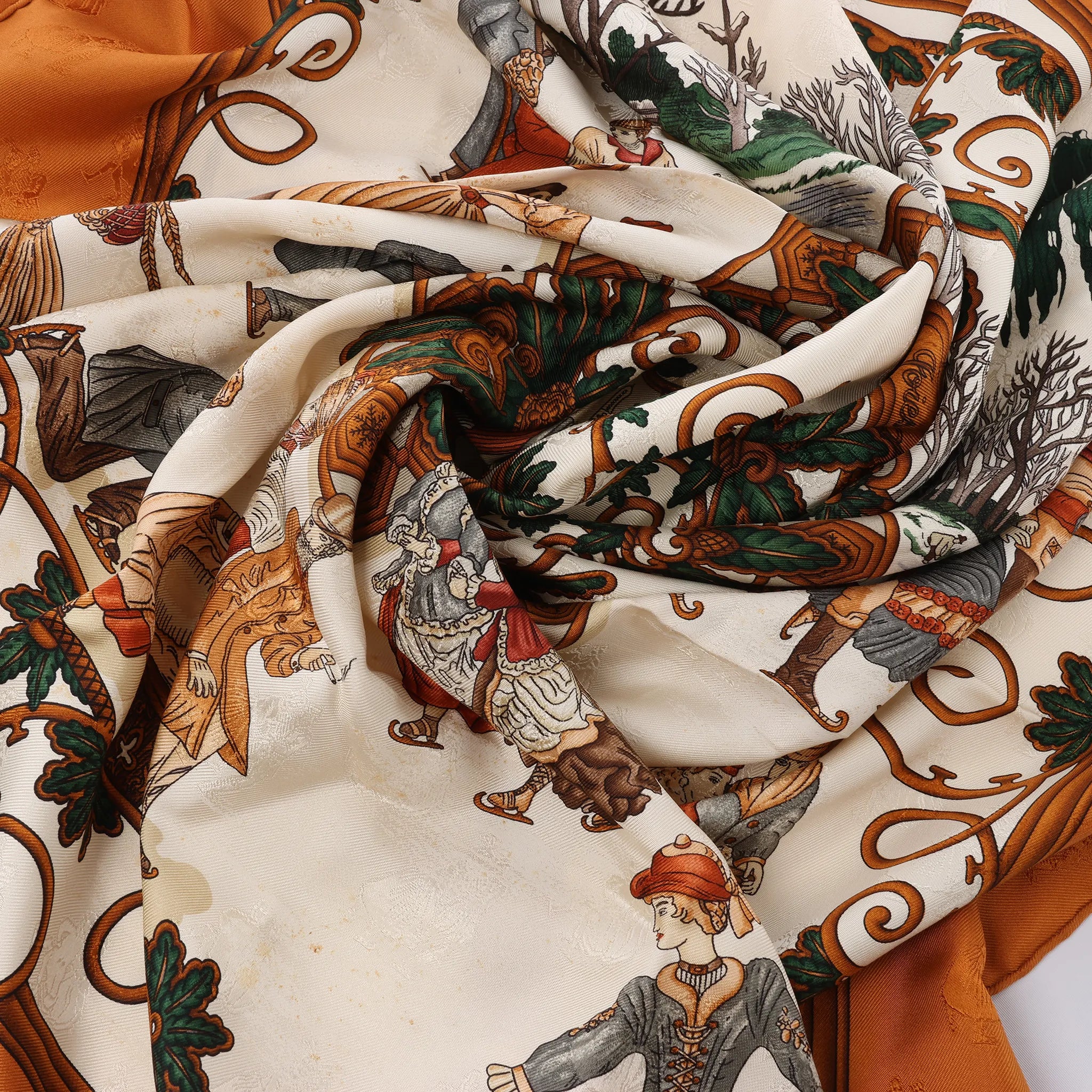 Hermès Carré 90 "Joies d’Hiver" Silk handkerchief in Brown
