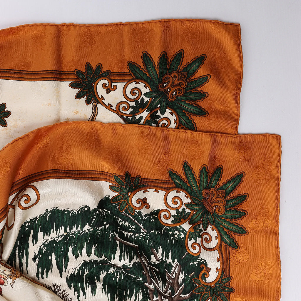 Hermès Carré 90 "Joies d’Hiver" Silk handkerchief in Brown