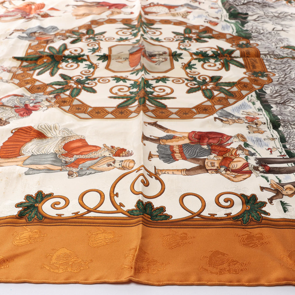 Hermès Carré 90 "Joies d’Hiver" Silk handkerchief in Brown