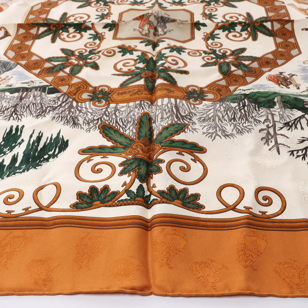 Hermès Carré 90 "Joies d’Hiver" Silk handkerchief in Brown