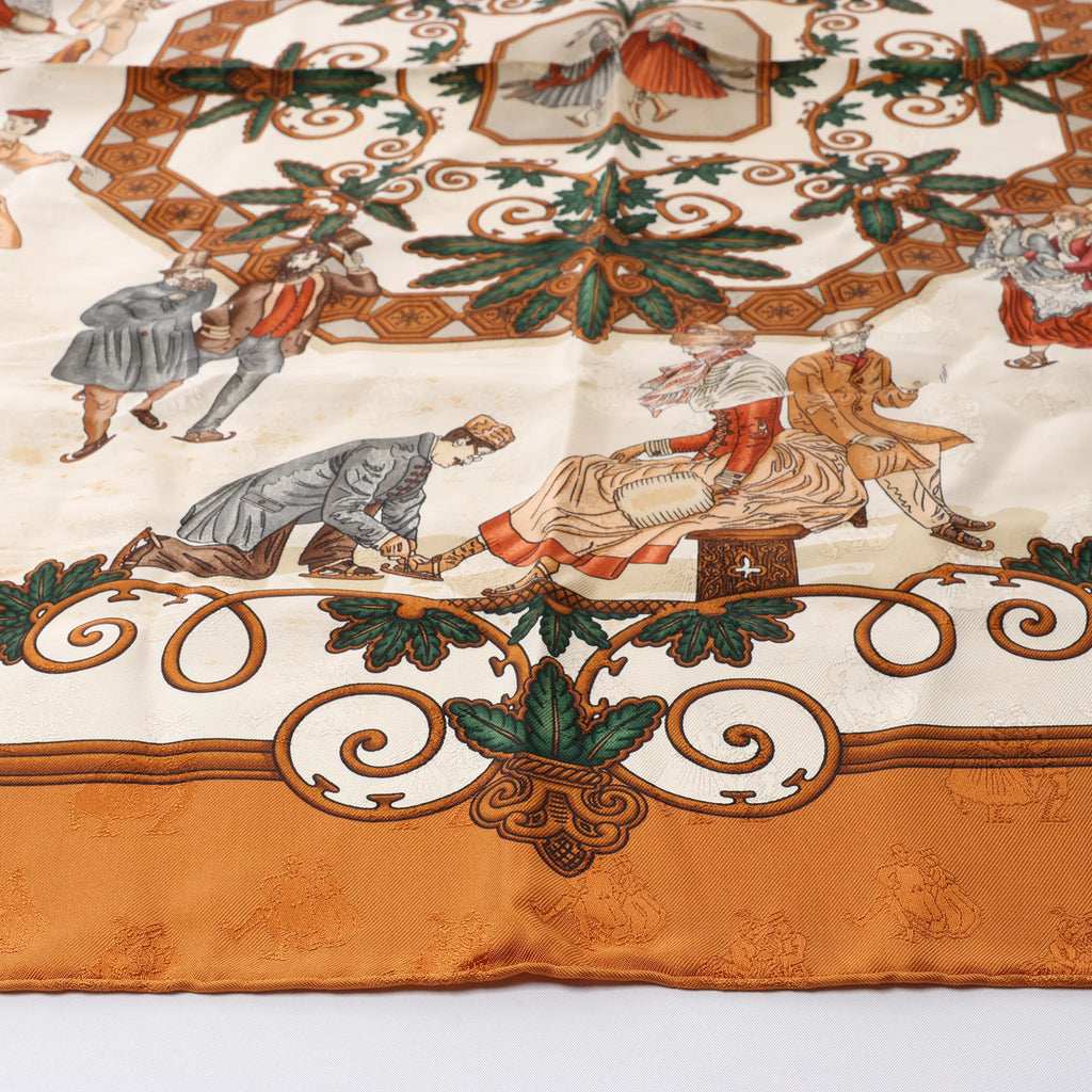 Hermès Carré 90 "Joies d’Hiver" Silk handkerchief in Brown