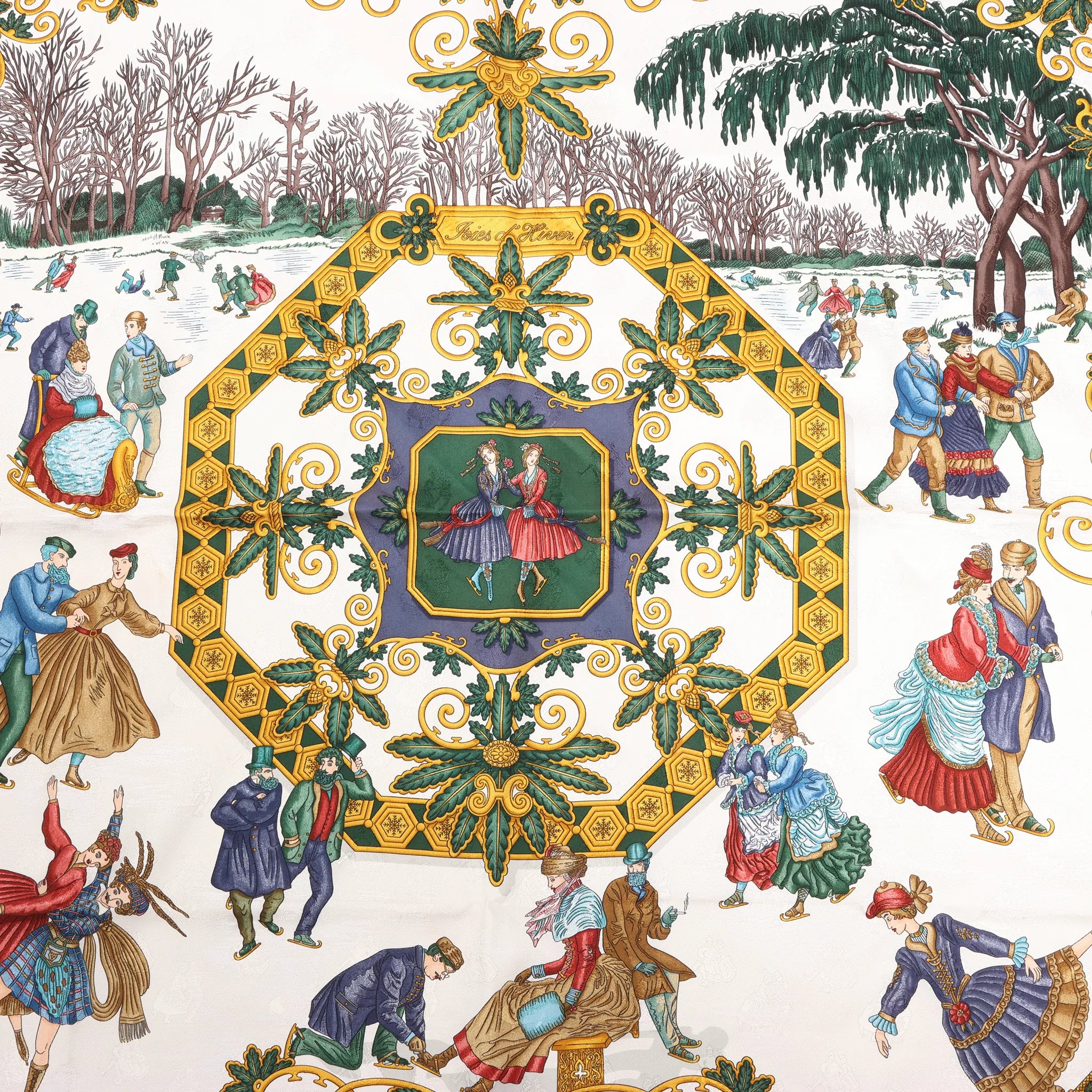 Hermès Carré 90 "Joies d’Hiver" Silk handkerchief in Navy Blue