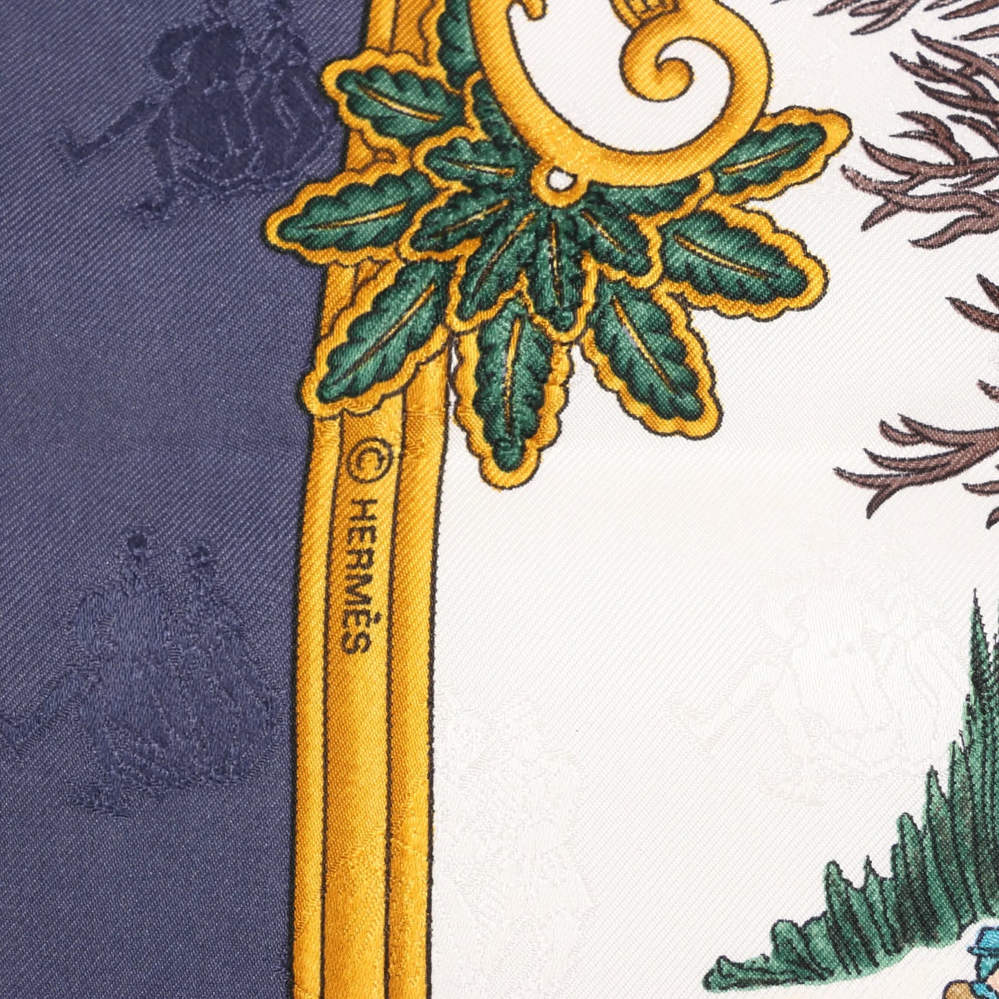 Hermès Carré 90 „Joies d'Hiver“ Seidentaschentuch in Marineblau