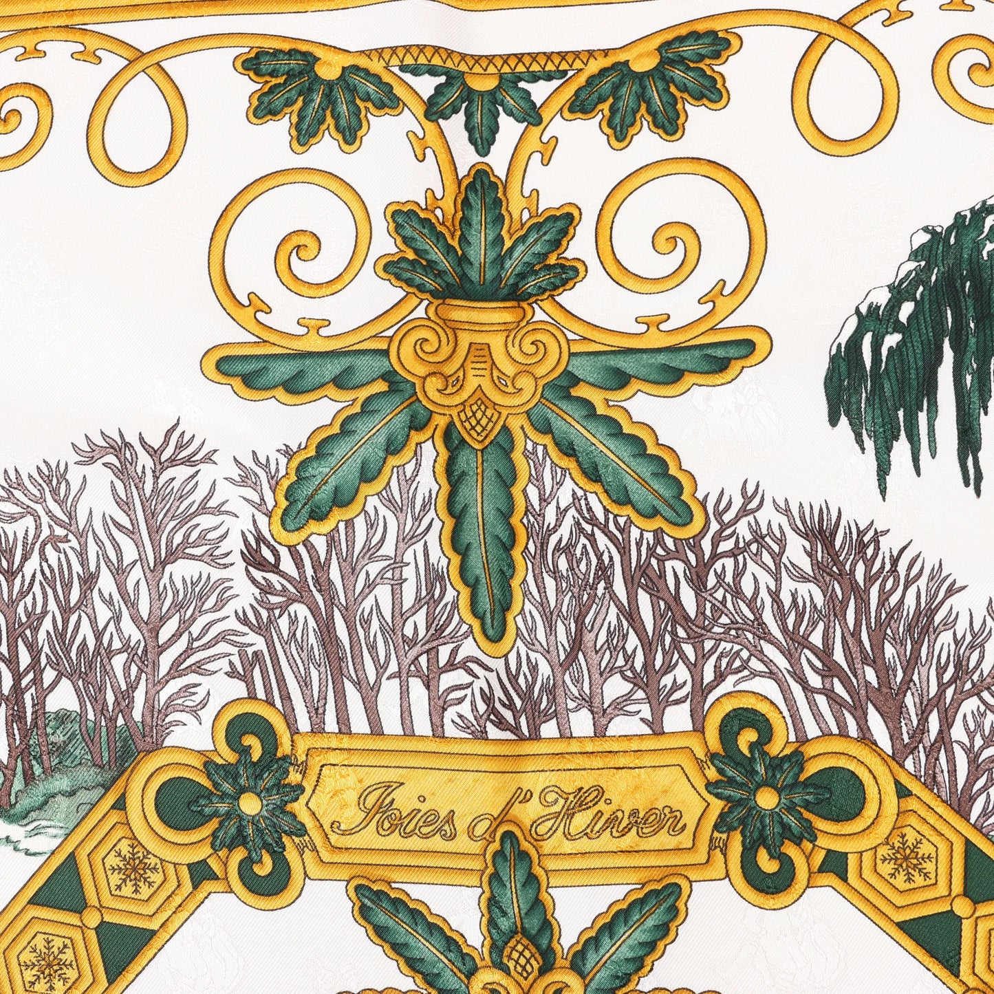 Hermès Carré 90 „Joies d'Hiver“ Seidentaschentuch in Marineblau