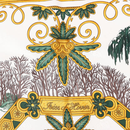 Hermès Carré 90 „Joies d'Hiver“ Seidentaschentuch in Marineblau