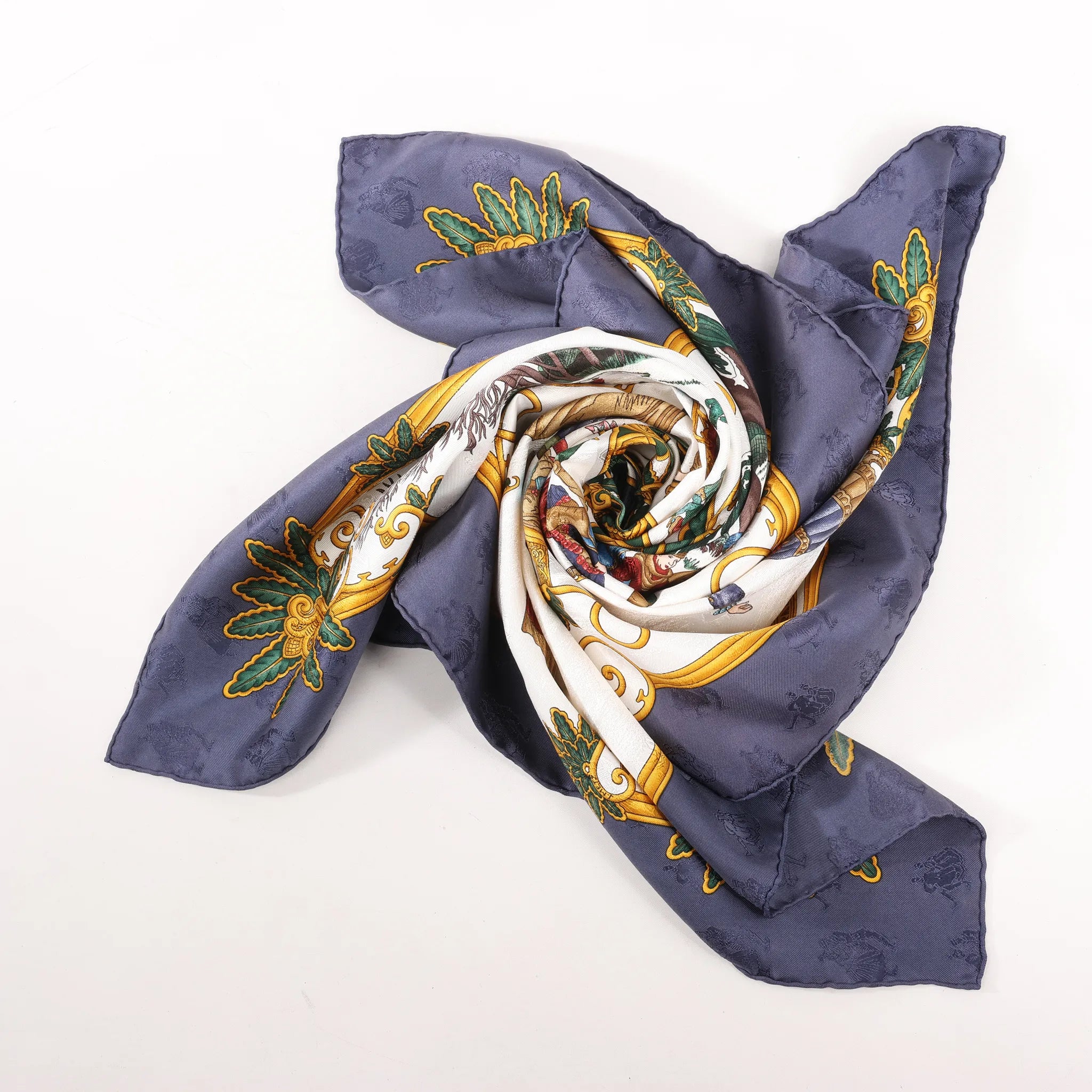 Hermès Carré 90 "Joies d’Hiver" Silk handkerchief in Navy Blue