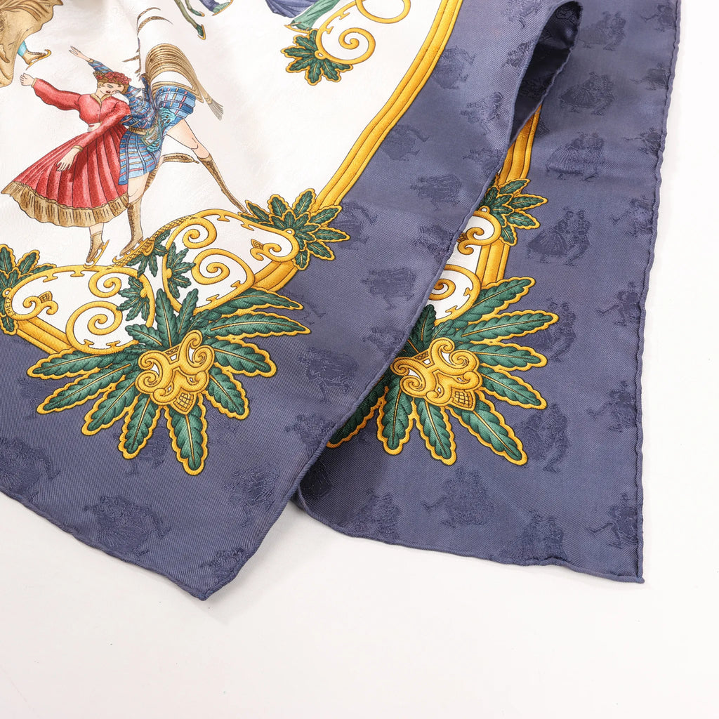 Hermès Carré 90 "Joies d’Hiver" Silk handkerchief in Navy Blue