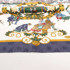 Hermès Carré 90 "Joies d’Hiver" Silk handkerchief in Navy Blue