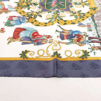 Hermès Carré 90 „Joies d'Hiver“ Seidentaschentuch in Marineblau