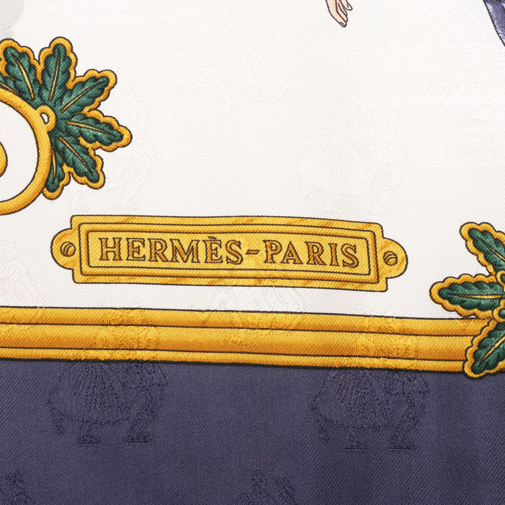 Hermès Carré 90 "Joies d’Hiver" Silk handkerchief in Navy Blue