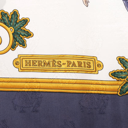 Hermès Carré 90 „Joies d'Hiver“ Seidentaschentuch in Marineblau