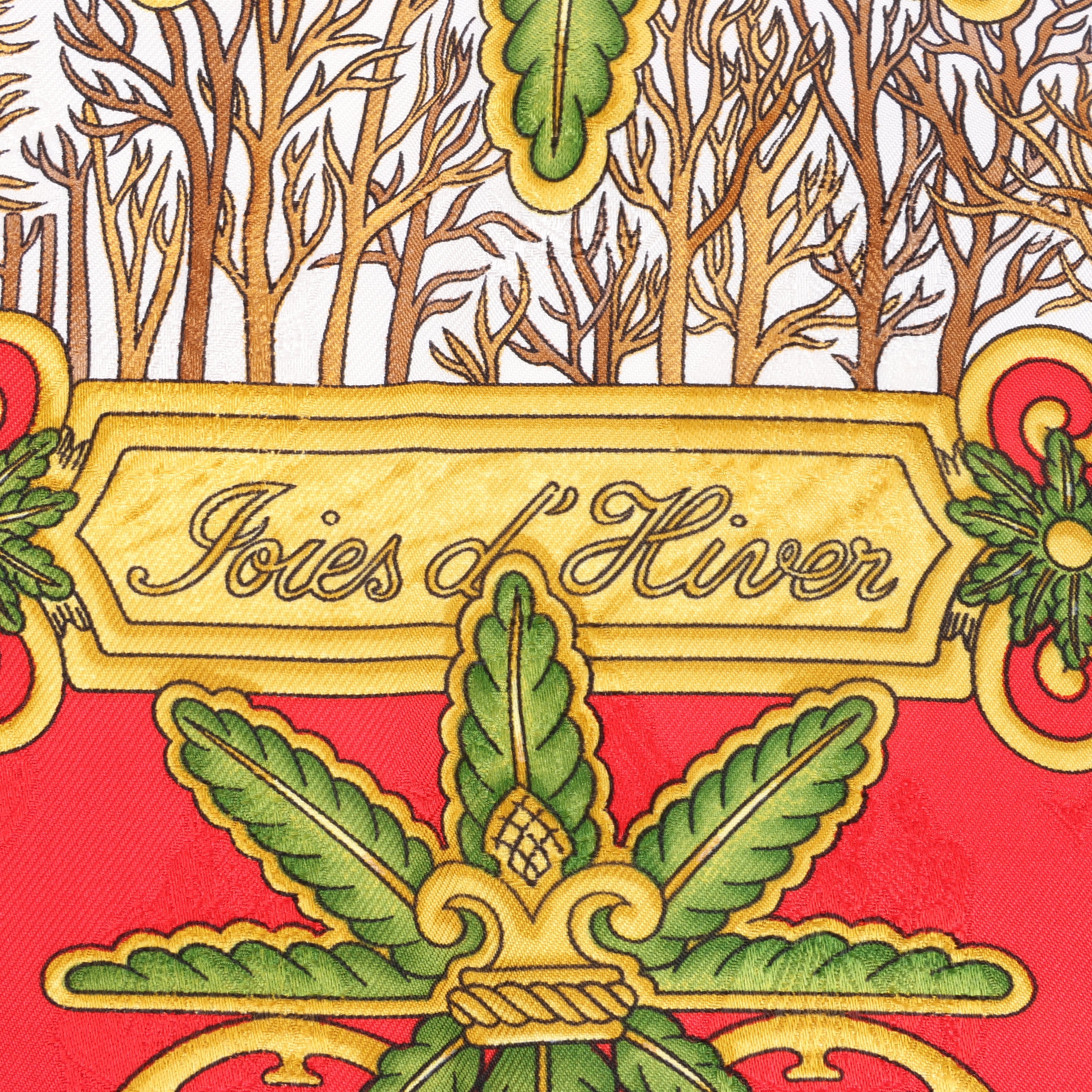 Hermès Carré 90 "Joies d’Hiver" 100% Silk Scarf in Red