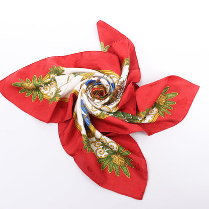 Hermès Carré 90 "Joies d’Hiver" 100% Silk Scarf in Red