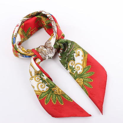Hermès Carré 90 "Joies d’Hiver" 100% Silk Scarf in Red