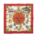 Hermès Carré 90 "Joies d’Hiver" 100% Silk Scarf in Red