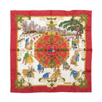 Hermès Carré 90 "Joies d’Hiver" 100% Silk Scarf in Red