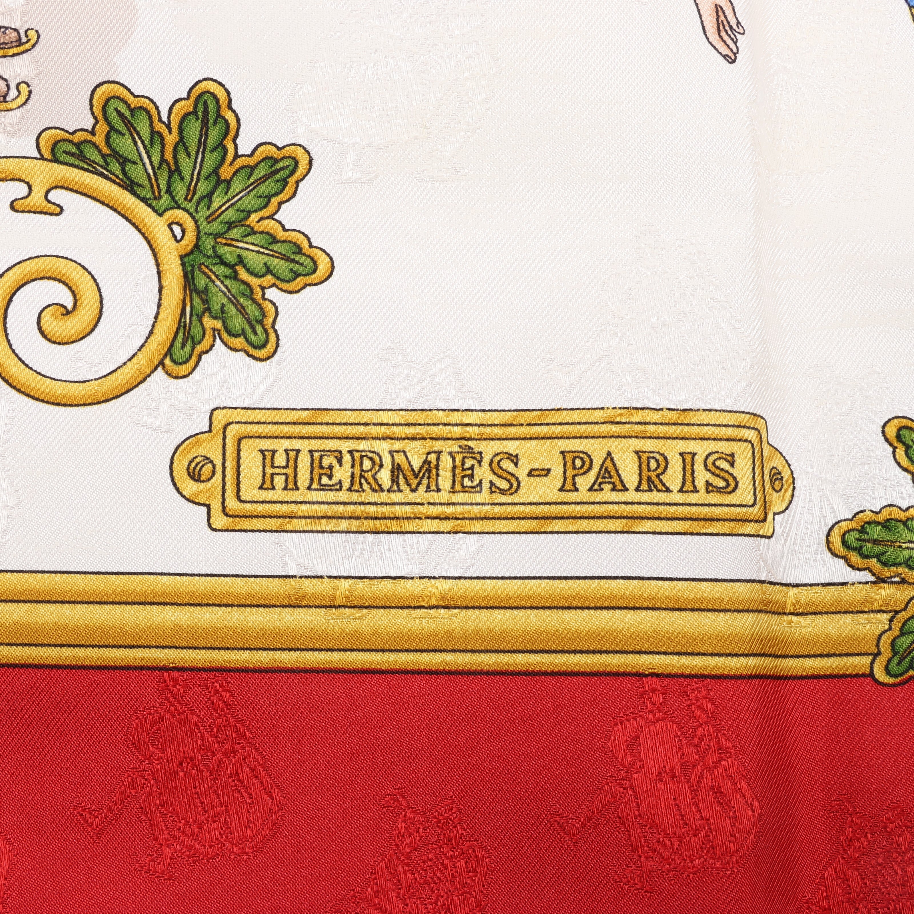 Hermès Carré 90 "Joies d’Hiver" 100% Silk Scarf in Red